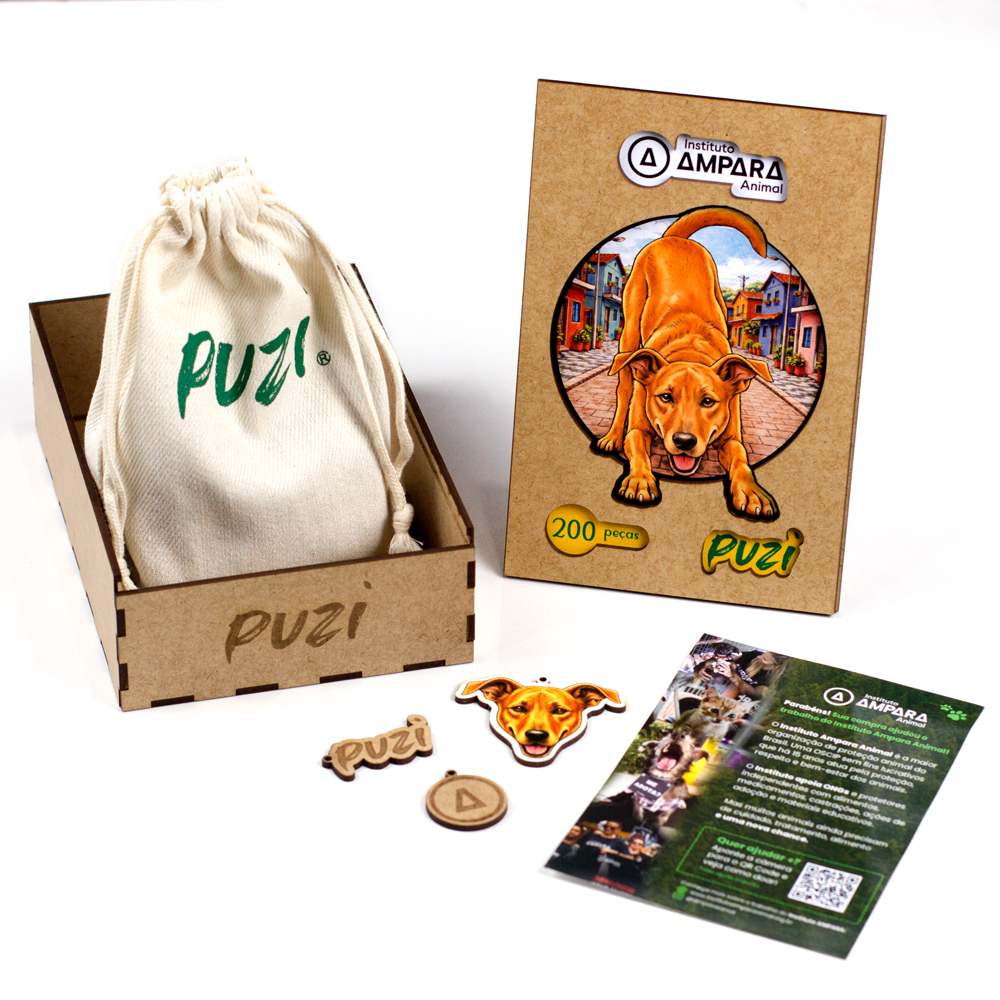 Parceria Instituto Ampara Animal & Puzi com o quebra-cabeça Cachorro  Caramelo