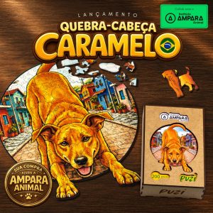 Parceria Puzi & Instituto AMPARA Animal no quebra-cabeça cachorro caramelo
